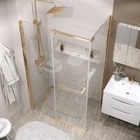 Душевая стенка Grossman Pragma 80x195 200.K33.03.80.32.00 (золото сатин/стекло прозрачное) - Превью изображения №4 — Интернет-магазин samo.by