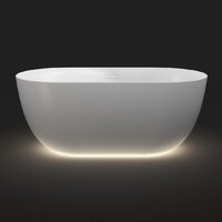 Wellsee Chic Riviera 170x76 23680502R (отдельностоящая ванна с подсветкой белый глянец, экран, ножки, сифон-автомат глянцевый белый)