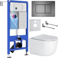 Унитаз подвесной Roxen Vortex Tornado в комплекте с инсталляцией StounFix Dual Fresh 6 в 1 964579 (кнопка: оружейная сталь) - Превью изображения №2 — Интернет-магазин samo.by