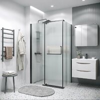 Душевая стенка Grossman Pragma 90x195 200.K33.03.90.21.02 (черный матовый/стекло шиншилла) - Превью изображения №2 — Интернет-магазин samo.by