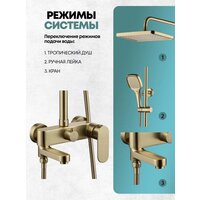 Душевая система  Grocenberg GB7011 (золото матовый) - Превью изображения №4 — Интернет-магазин samo.by