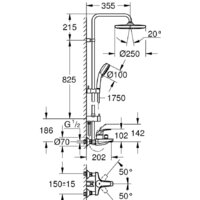 Душевая система  Grohe Tempesta Cosmopolitan System 250 26674000 - Превью изображения №4 — Интернет-магазин samo.by