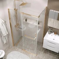Душевая стенка Grossman Pragma 90x195 200.K33.03.90.32.00 (золото сатин,стекло прозрачное) - Превью изображения №5 — Интернет-магазин samo.by