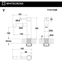 Смеситель Whitecross Y 1211GM (оружейная сталь) - Превью изображения №3 — Интернет-магазин samo.by