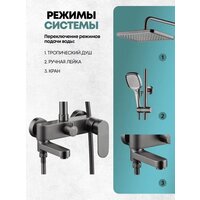 Душевая система  Grocenberg GB7011 (графит) - Превью изображения №4 — Интернет-магазин samo.by