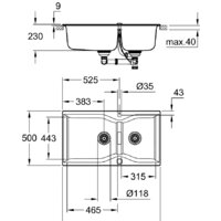 Кухонная мойка Grohe K700 100-C 90/50 2.0 31658AP0 (черный гранит) - Превью изображения №2 — Интернет-магазин samo.by