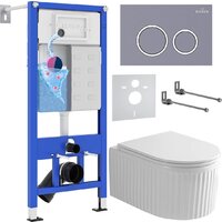 Roxen Royal Matt в комплекте с инсталляцией StounFix Dual Fresh 6 в 1 968253 (кнопка: серый бетон)