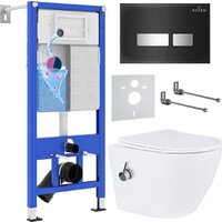 Унитаз подвесной Roxen Antares Bidet в комплекте с инсталляцией StounFix Dual Fresh 6 в 1 963184 (кнопка: черное стекло) - Превью изображения №2 — Интернет-магазин samo.by