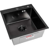 Кухонная мойка ARFEKA ECO AR 450*500 BLACK PVD NANO DECOR - Превью изображения №2 — Интернет-магазин samo.by