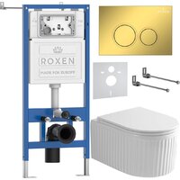 Унитаз подвесной Roxen Royal Matt в комплекте с инсталляцией StounFix Dual Fresh 6 в 1 968254 (кнопка: золото) - Превью изображения №2 — Интернет-магазин samo.by