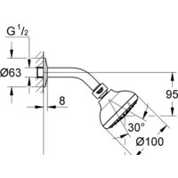 Верхний душ Grohe New Tempesta 100 26088001 - Превью изображения №2 — Интернет-магазин samo.by