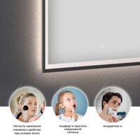  Wellsee Зеркало с фронтальной LED-подсветкой 7 Rays' Spectrum 172201200, 50 х 75 см (с сенсором и регулировкой яркости освещения) - Превью изображения №2 — Интернет-магазин samo.by