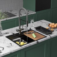Кухонная мойка Roxen Stage 560250-60B PVD графит (c держателем для ножей, двумя коландерами, разделочной доской и дозатором) - Превью изображения №2 — Интернет-магазин samo.by