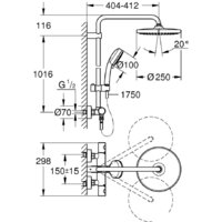 Душевая система  Grohe Tempesta Cosmopolitan System 250 26670000 - Превью изображения №4 — Интернет-магазин samo.by