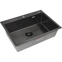 Кухонная мойка ARFEKA ECO AR 700*500 BLACK PVD NANO DECOR VOLCANIC ROCK - Превью изображения №3 — Интернет-магазин samo.by
