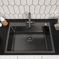 Кухонная мойка ARFEKA ECO AR 700*500 BLACK PVD NANO DECOR VOLCANIC ROCK - Превью изображения №2 — Интернет-магазин samo.by