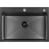 Кухонная мойка ARFEKA ECO AR 700*500 BLACK PVD NANO DECOR VOLCANIC ROCK - Превью изображения №4 — Интернет-магазин samo.by