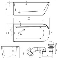 Ванна Wellsee Camellia 167x82 236101004 (отдельностоящая ванна (левая) белый глянец, экран, ножки, сифон-автомат золото) - Превью изображения №10 — Интернет-магазин samo.by
