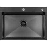 Кухонная мойка ARFEKA ECO AR 700*500 BLACK PVD NANO DECOR MILLET GRAINS - Превью изображения №4 — Интернет-магазин samo.by
