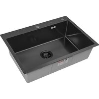 Кухонная мойка ARFEKA ECO AR 700*500 BLACK PVD NANO DECOR MILLET GRAINS - Превью изображения №3 — Интернет-магазин samo.by