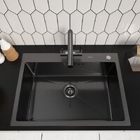 Кухонная мойка ARFEKA ECO AR 700*500 BLACK PVD NANO DECOR MILLET GRAINS - Превью изображения №2 — Интернет-магазин samo.by