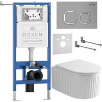 Унитаз подвесной Roxen Royal Matt в комплекте с инсталляцией StounFix Dual Fresh 6 в 1 968275 (кнопка: хром - матовый) - Превью изображения №2 — Интернет-магазин samo.by