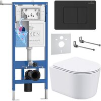 Унитаз подвесной Roxen Simple Compact в комплекте с инсталляцией StounFix Dual Fresh 6 в 1 868492 (кнопка: черный матовая) - Превью изображения №1 — Интернет-магазин samo.by