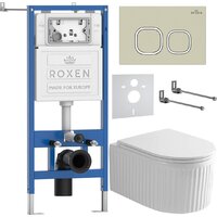 Унитаз подвесной Roxen Royal Matt в комплекте с инсталляцией StounFix Dual Fresh 6 в 1 968277 (кнопка: пастель бежевый) - Превью изображения №2 — Интернет-магазин samo.by