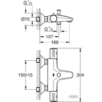 Смеситель Grohe Grohtherm 800 34567000 - Превью изображения №2 — Интернет-магазин samo.by