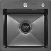 Кухонная мойка ARFEKA ECO AR 450*450 BLACK PVD NANO DECOR (настольная) - Превью изображения №2 — Интернет-магазин samo.by