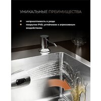 Кухонная мойка Roxen Simple 560220-50B PVD графит (с коландером и дозатором) - Превью изображения №8 — Интернет-магазин samo.by