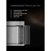 Кухонная мойка Roxen Simple 560220-50B PVD графит (с коландером и дозатором) - Превью изображения №9 — Интернет-магазин samo.by