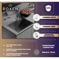 Кухонная мойка Roxen Simple 560220-50B PVD графит (с коландером и дозатором) - Превью изображения №5 — Интернет-магазин samo.by