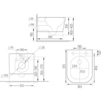 Унитаз подвесной Roxen Cube bidet в комплекте с инсталляцией StounFix Dual Fresh 6 в 1 968439 (кнопка: сатин) - Превью изображения №11 — Интернет-магазин samo.by