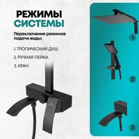 Душевая система  Grocenberg GB7007-1 (черный матовый) - Превью изображения №9 — Интернет-магазин samo.by