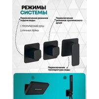 Душевая система  Grocenberg GB5030 (черный матовый) - Превью изображения №5 — Интернет-магазин samo.by