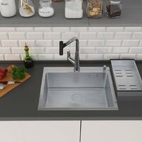 Кухонная мойка Roxen Simple 560220-55 сатин (с коландером и дозатором) - Превью изображения №3 — Интернет-магазин samo.by