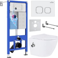 Унитаз подвесной Roxen Antares Bidet в комплекте с инсталляцией StounFix Dual Fresh 6 в 1 934445 (кнопка: белый глянец) - Превью изображения №2 — Интернет-магазин samo.by