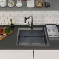 Кухонная мойка Roxen Simple 560220-55B PVD графит (с коландером и дозатором) - Превью изображения №2 — Интернет-магазин samo.by