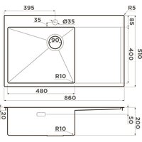Кухонная мойка Omoikiri Akisame 86 Side IN-R 4997042 (нержавеющая сталь) - Превью изображения №2 — Интернет-магазин samo.by