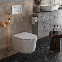 Унитаз подвесной Roxen Simple compact в комплекте с инсталляцией StounFix Dual Fresh 6 в 1 968486 (кнопка: сатин) - Превью изображения №2 — Интернет-магазин samo.by