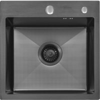 Кухонная мойка ARFEKA ECO AR 450*450 BLACK PVD NANO DECOR MILLET GRAINS (настольная) - Превью изображения №2 — Интернет-магазин samo.by