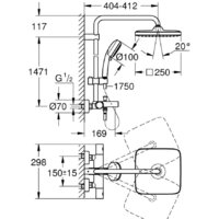 Душевая система  Grohe Tempesta Cosmopolitan System 250 Cube 26691000 - Превью изображения №4 — Интернет-магазин samo.by