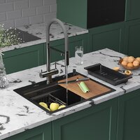 Кухонная мойка Roxen Stage 560250-60-BS оружейная сталь (с держателем для ножей и аксессуарами) - Превью изображения №2 — Интернет-магазин samo.by