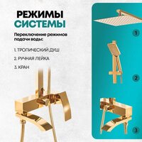 Душевая система  Grocenberg GB7007-1 (золото глянец) - Превью изображения №8 — Интернет-магазин samo.by