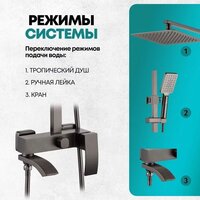 Душевая система  Grocenberg GB7007-1 (графит) - Превью изображения №7 — Интернет-магазин samo.by