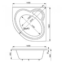 Ванна VagnerPlast Catalina 146x146 (с каркасом) - Превью изображения №3 — Интернет-магазин samo.by