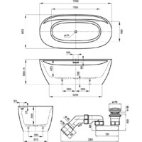Ванна Wellsee Pro Line 170x80 28750101R (отдельностоящая ванна белый глянец, экран, ножки, сифон-автомат хром) - Превью изображения №10 — Интернет-магазин samo.by