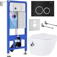 Унитаз подвесной Roxen Antares Bidet в комплекте с инсталляцией StounFix Dual Fresh 6 в 1 906342 (кнопка: черный матовый) - Превью изображения №2 — Интернет-магазин samo.by