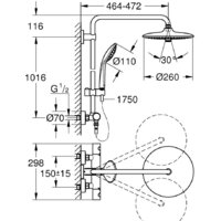 Душевая система  Grohe Euphoria System 260 27615001 - Превью изображения №6 — Интернет-магазин samo.by